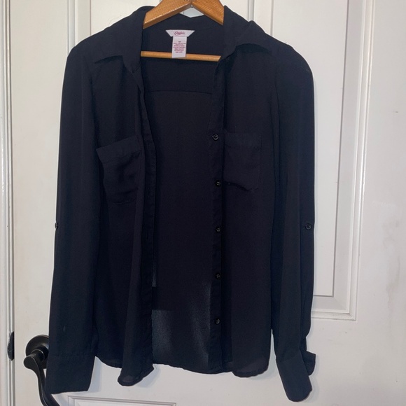 Candie’s Women’s Black Button-Up Blouse – Long Sleeve – Size Medium - Picture 1 of 4